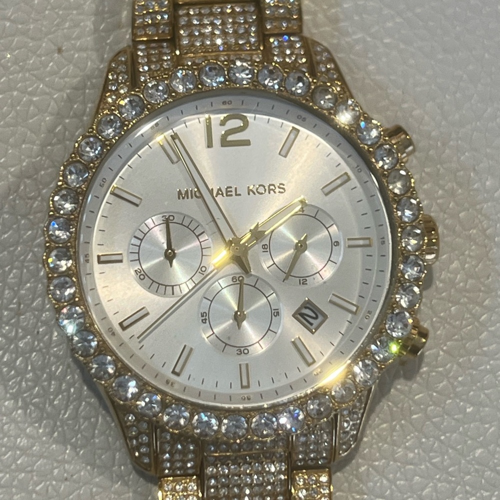 Michael Kors Crystal-Embellished Gold and Silver Watch